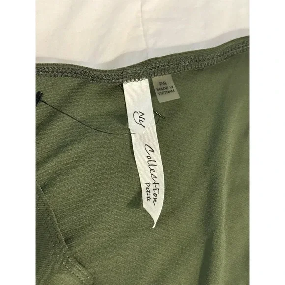 NY Collection Women's Olive Green Sleeveless Wrap Jumpsuit with Belt Size P/S - Picture 7 of 7